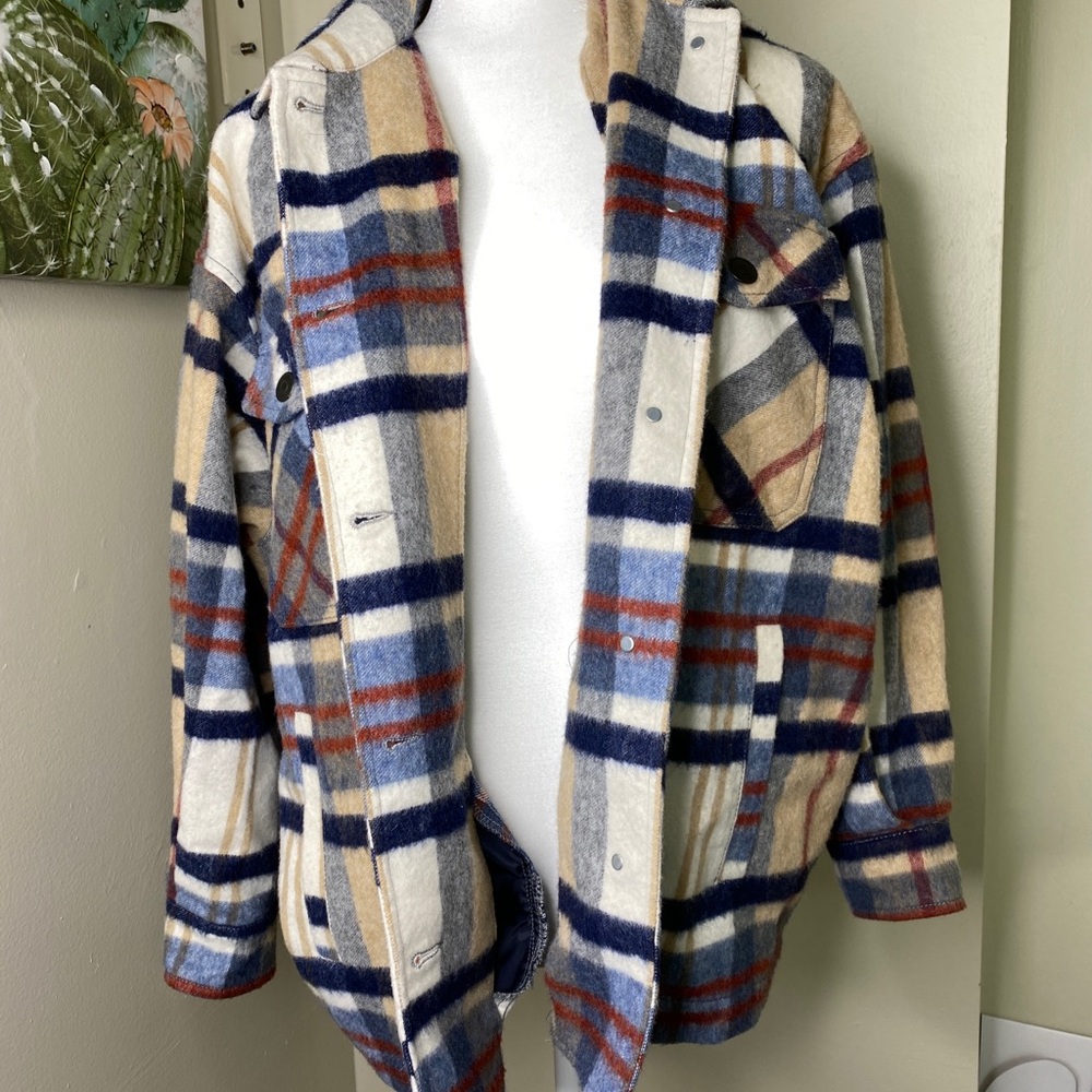 Zara Wool Blend Plaid Overshirt